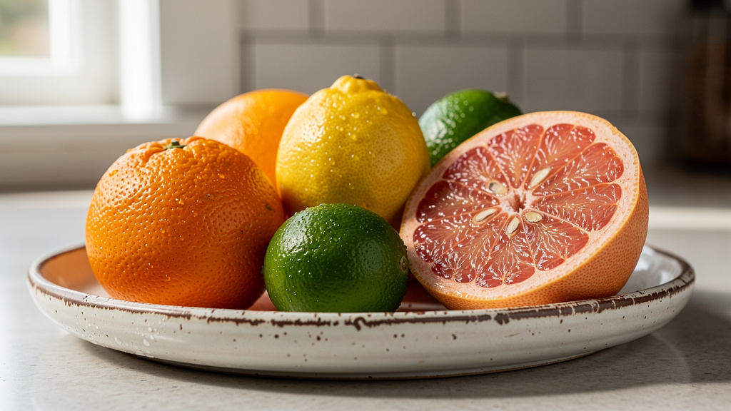 Fresh citrus fruits rich in vitamin C