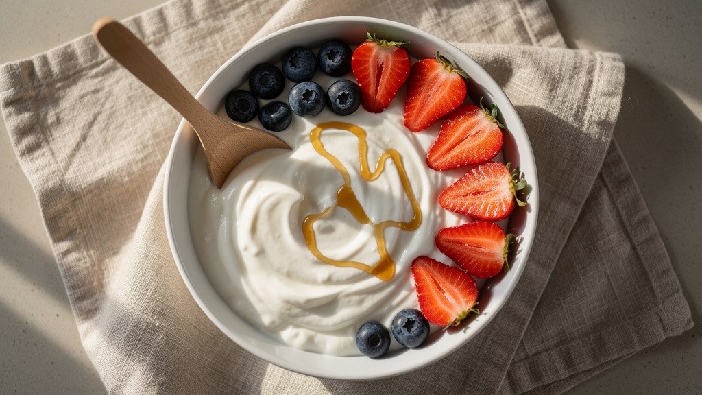 Plain yogurt with fresh berries for gut health